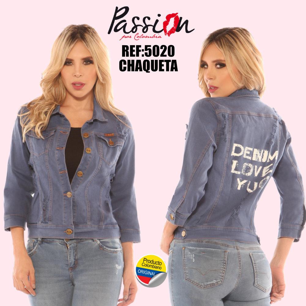 Chaqueta Colombiana de Jean Decorado Estampado